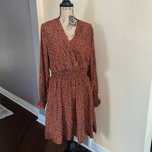 Pretty garden pattern dress smock waist XL new with tags